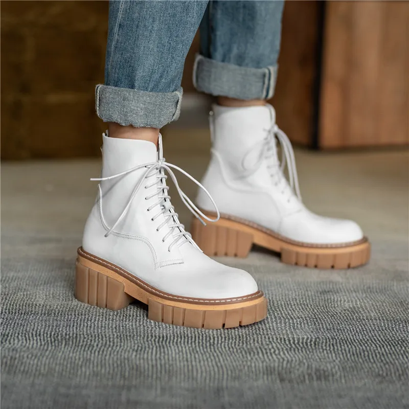 

Asumer 2020 top quality Motorcycle Boots women square heel platform shoes comfortable round toe lace up ankle boots woman