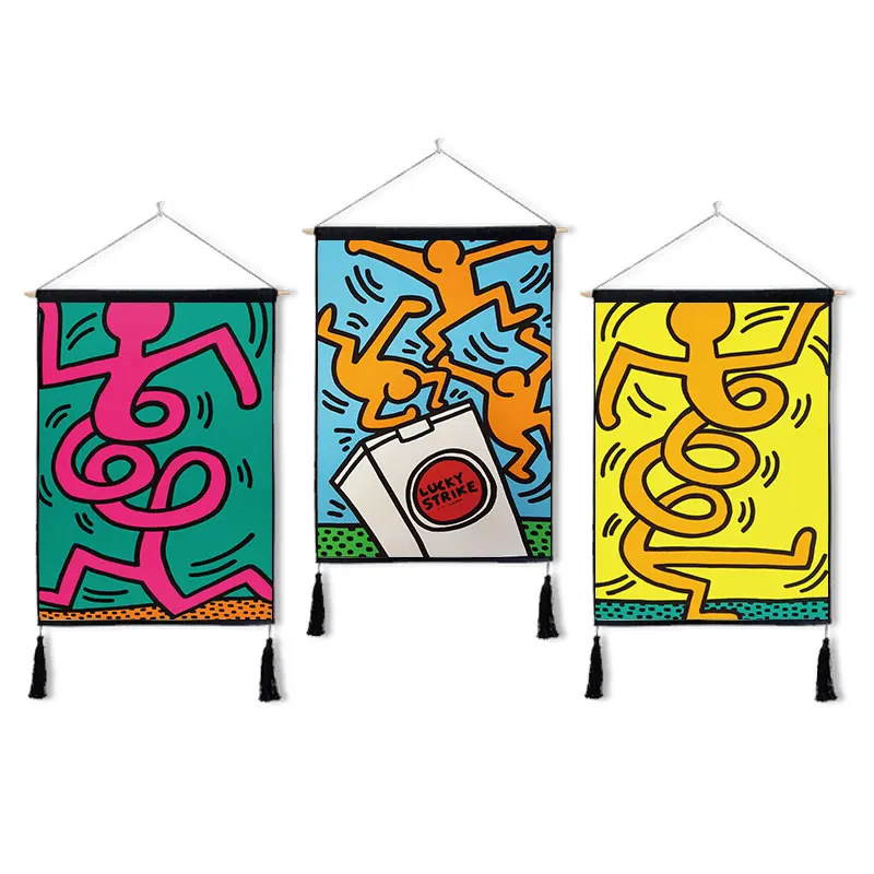 Graffiti background cloth tapestry cotton linen tassel paintings 45*65cm | Дом и сад