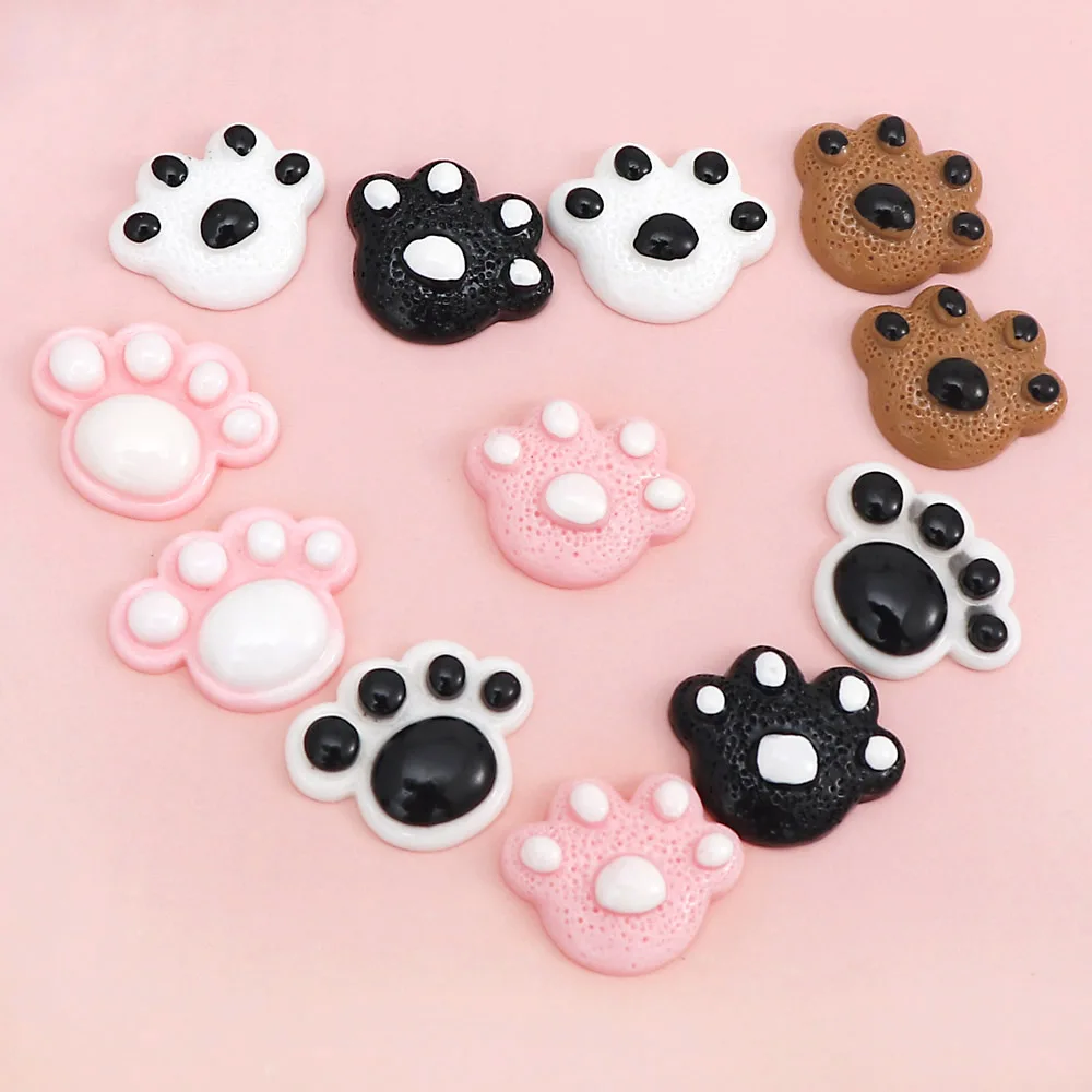 

12Pcs Flatback Resin Cabochon Scrapbooking Mix Cute Bear Paw shape For DIY Scrapbooking Embellishment Decoration Crafts