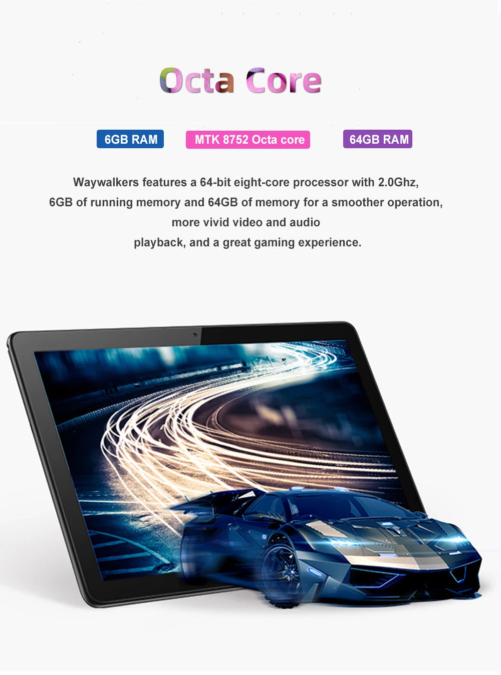 10,1 дюймовый планшетный ПК Android 8,0 Восьмиядерный 6 ГБ+ 64 ГБ 1280*800 ips изогнутый экран 8MP камера wifi Bluetooth планшеты 10+ подарок