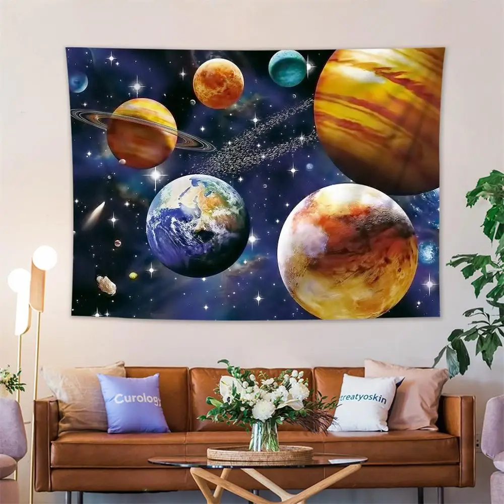 

Cosmic Planet Print Wall Hanging Tapestry Galaxy Psychedelic Polyester Wall Decor Tapestry Beach Towels Blanket Yoga Mat