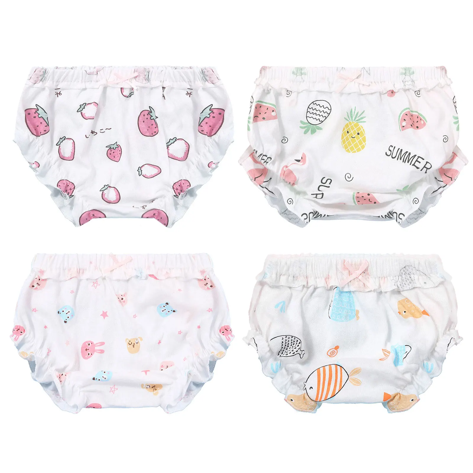 

100%Cotton Baby Girls Disper Panties 0-4T Children Panty Newborn Baby Boy Cartoon Briefs Underpants for Toddler Kids Underwear