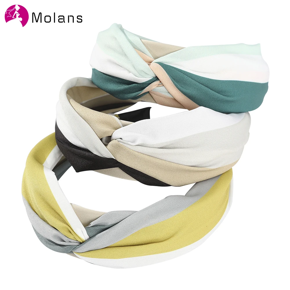 Molans Новая модная женская повязка для волос широкая боковая на голову ободок с