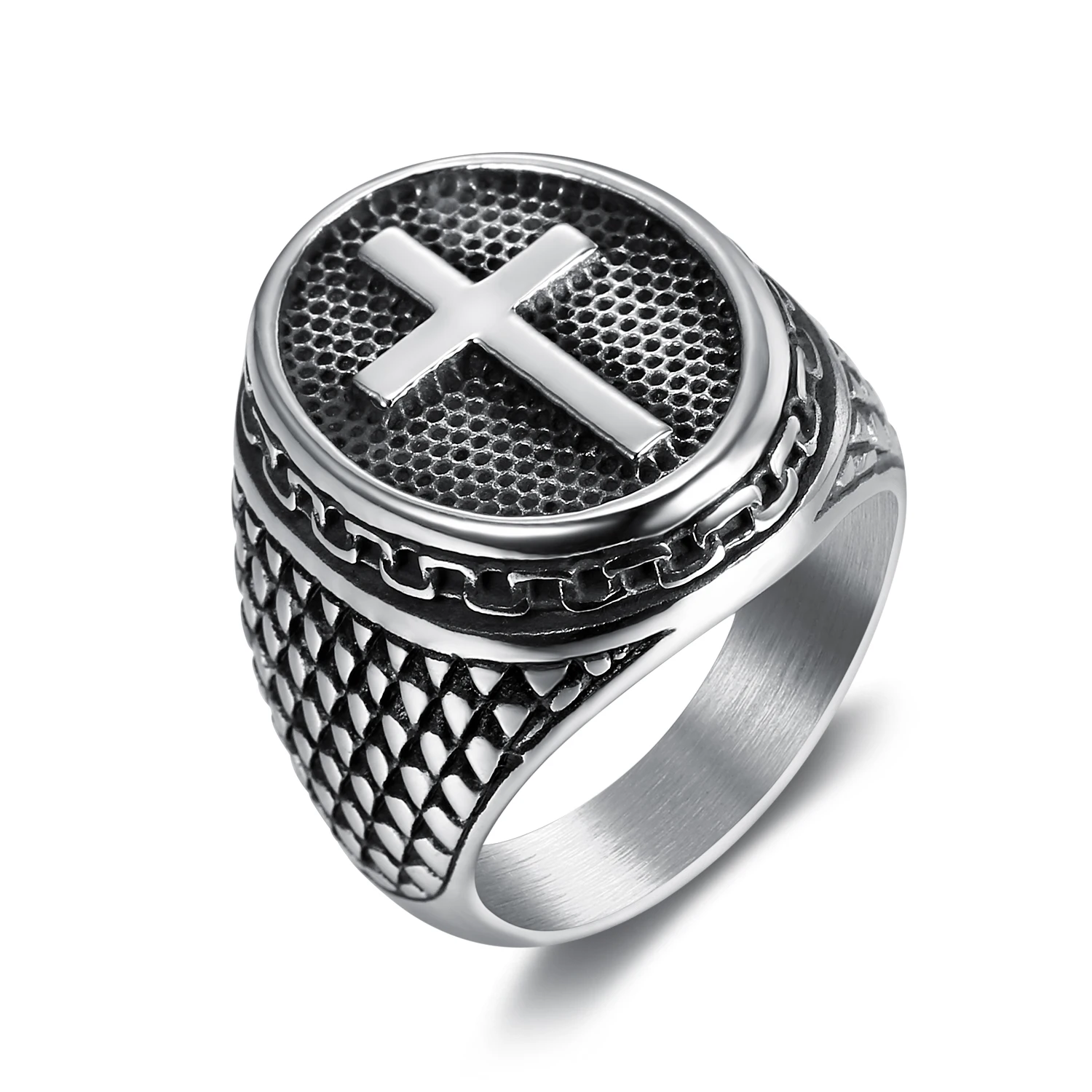 

Vintage Christian Cross Wide Ring Men's Biker Rock Finger Ring Jewelry Cocktail Party Night Club Finger Ring Gift