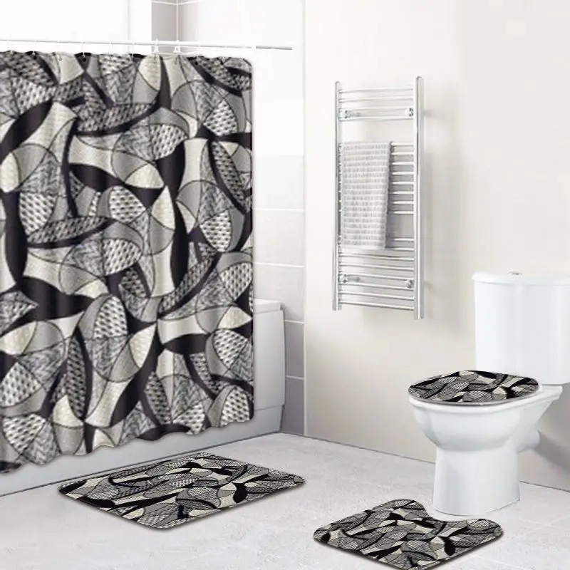 Zeegle 4 шт. набор ковриков для ванной комнаты занавеска душа с крючками