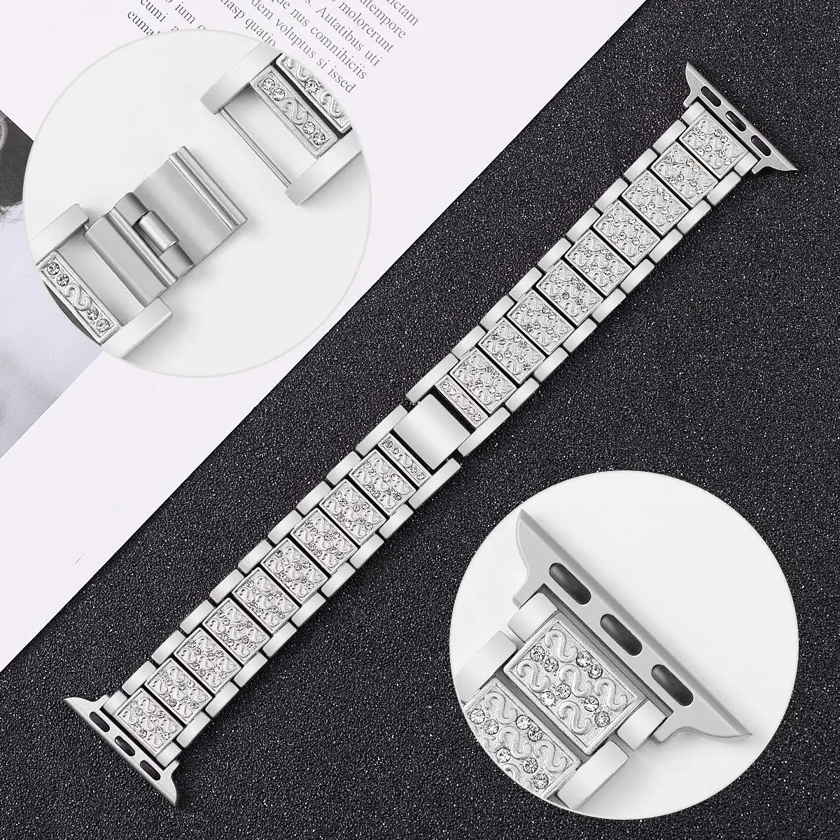 Apple watch band 5 44 мм 40 мм Женский бриллиантовый ремешок iwatch Watch Series 4 3 2 1 браслет из нержавеющей стали для часов iphone 42 мм 38 мм