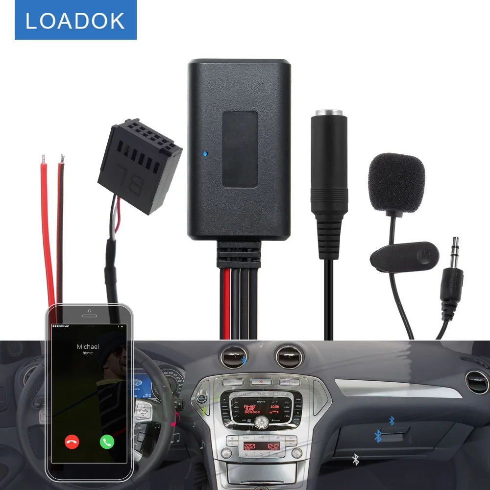 

Car Bluetooth 5.0 Kit Microphone Handsfree 12Pin AUX Adapter for Ford Focus Mondeo CD 6000 6006 5000C MP3 Radio Stereo Audio