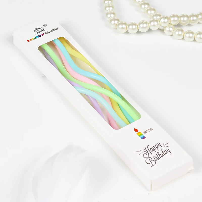 6 коробок Изогнутые Позолоченные цветные свечи для торта украшения | Дом и сад