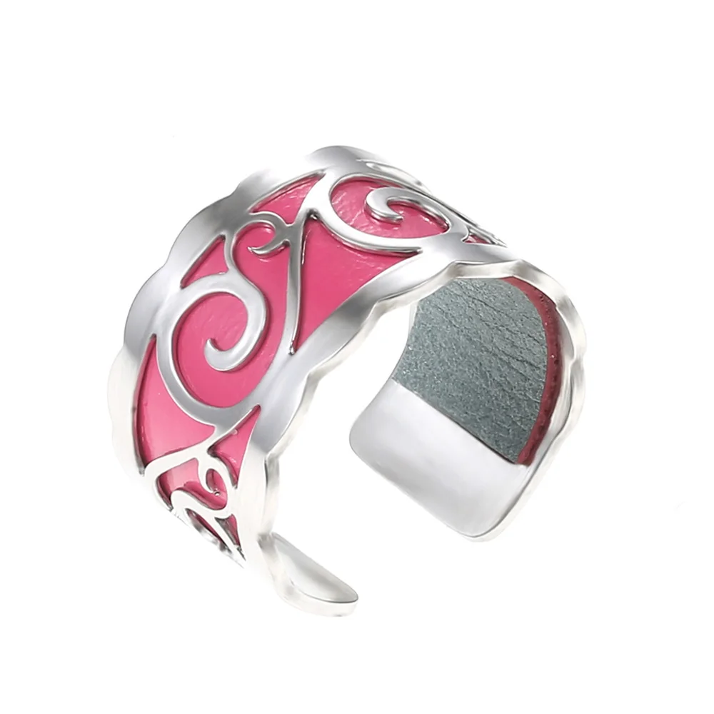 002 Cremo, сделай сам, простое кольцо, Argent, кольца для женщин, Bijoux, кольцо из нержавеющей стали, сменная кожа, Bague Femme - Цвет основного камня: 002