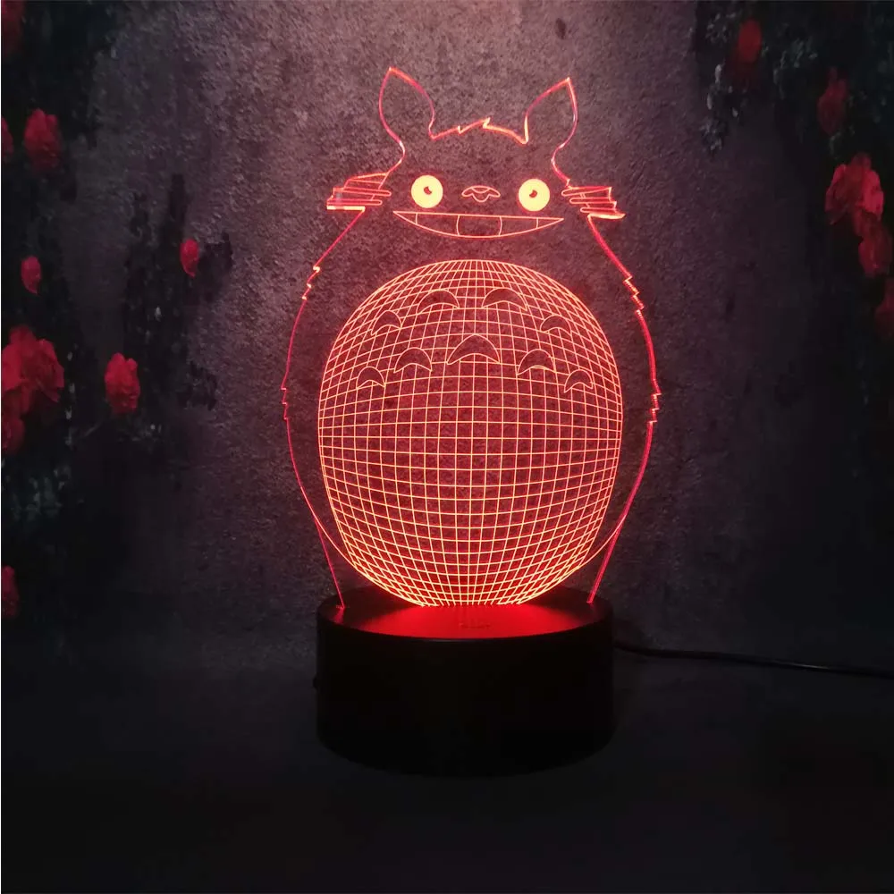 Hayao Miyazaki аниме мультфильм животных Тоторо Модель Ночник светильник 3D LED 7 цветов