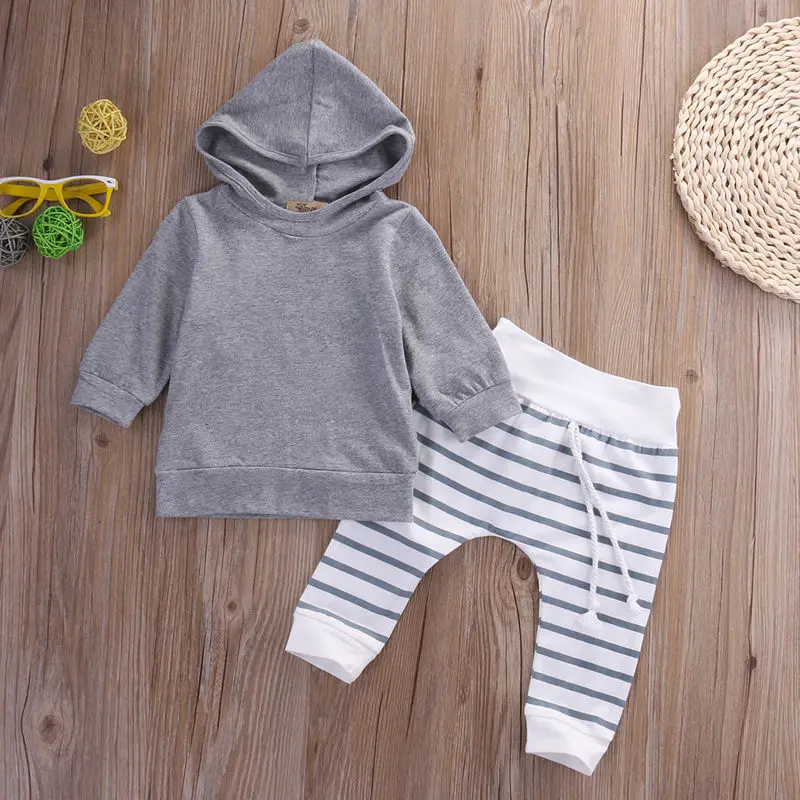 

Pudcoco Baby Boy Set 0-18M UK Newborn Toddler Baby Boy Striped Hoodie Sweatshirt Tops Long Pants Casual