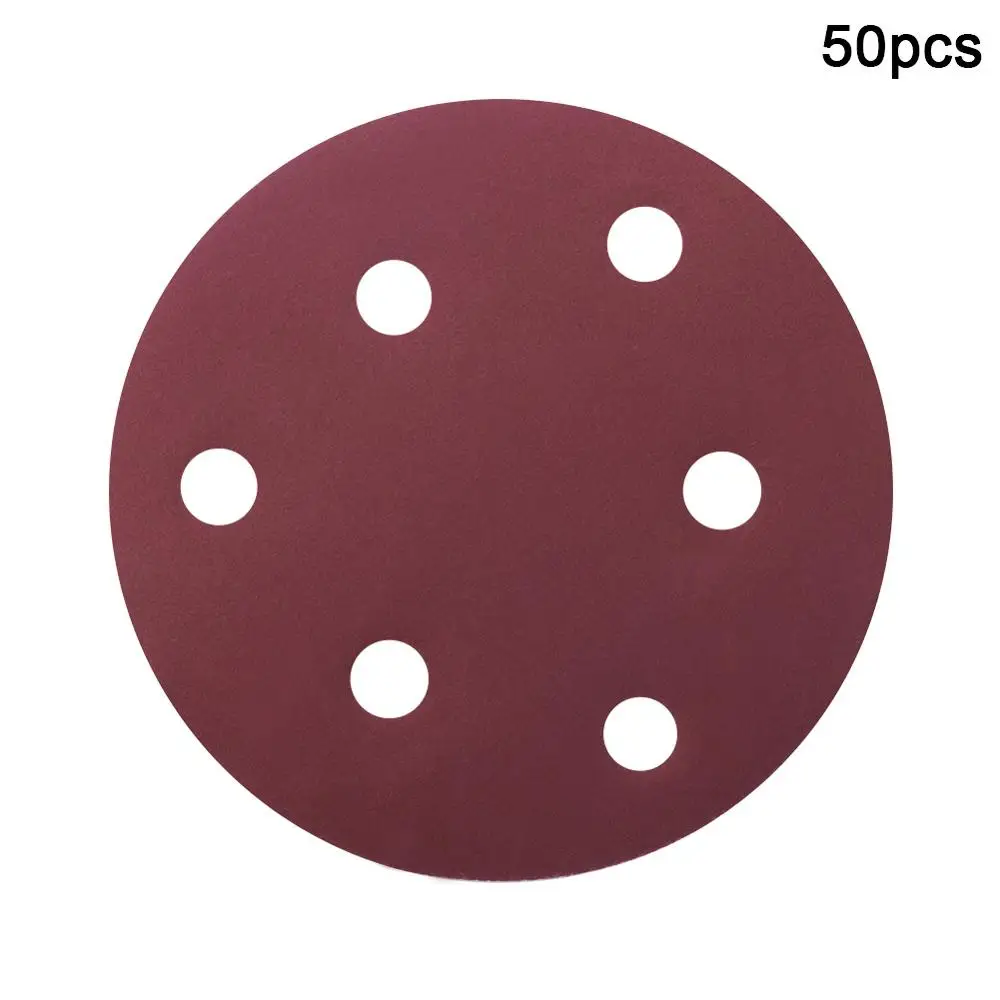 Utoolmart 50pcs 125mm Flocking Round Sandpapers with 6 Hole 40-1500 Grit Hook and Loop Sanding Disc For Grinding Polishing | Инструменты