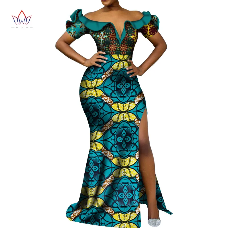 Vetement Femme Dashiki, африканские платья с v-образным вырезом для женщин, повседневные Свадебные вечерние африканские платья с коротким рукавом, Анкара, длинное платье swy5297