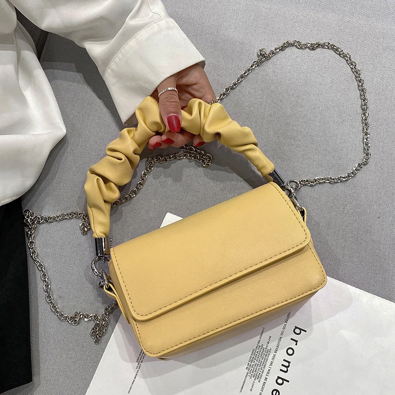 

Samall Leather Shoulder Bag Solid Color Hand Bags For Women 2021 Chain Crossbody Bag Women Totes Purse Female Clutches