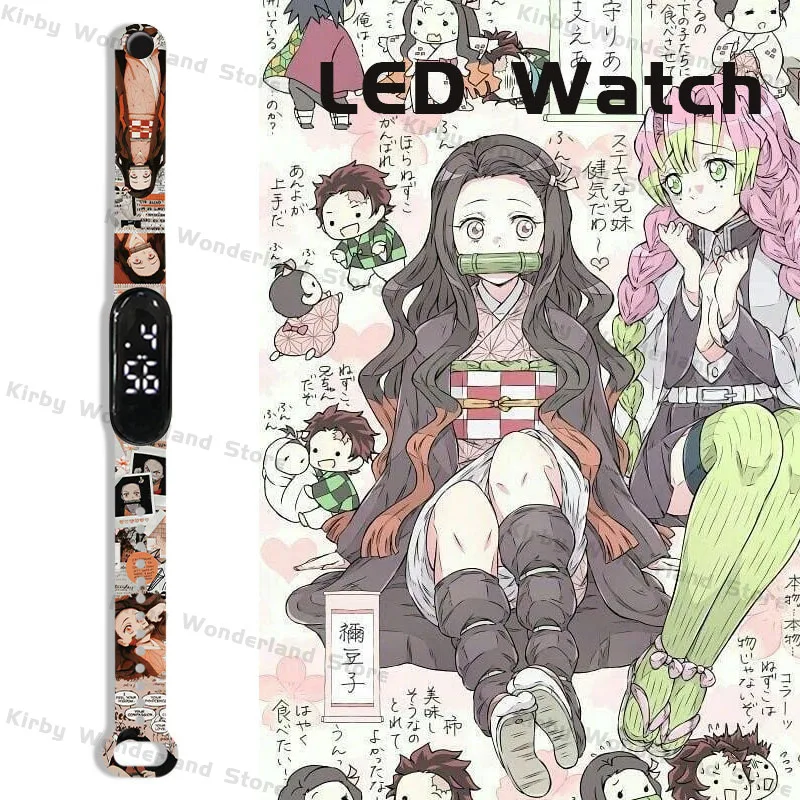 

Demon Slayer Agatsuma Zenitsu Watch Luminous LED Waterproof Digital Watch Kamado Tanjirou White Lights Waterproof Watch Gift