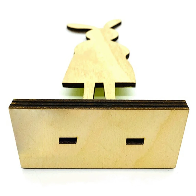 

Easter Bunny Ornaments Home Tabletop Decorations Cute Wooden Rabbit Shapes Ornaments Craft Gifts