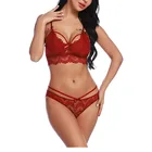 Топ, модный кружевной сексуальный костюм из трех частей, Новое Сексуальное нижнее белье, черный, синий, красный, белый