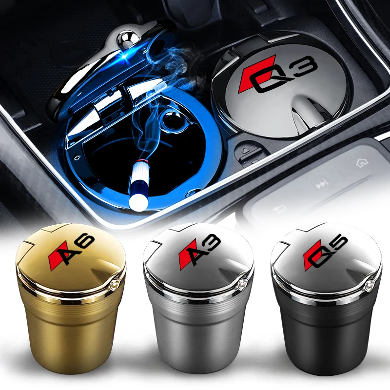 

С логотипом автомобиля, мусорный бак для сигарет Audi A3 A4 B8 A5 A6 A7 A8 TT Q3 Q5 Q7 A1, пепельница для автомобильных аксессуаров