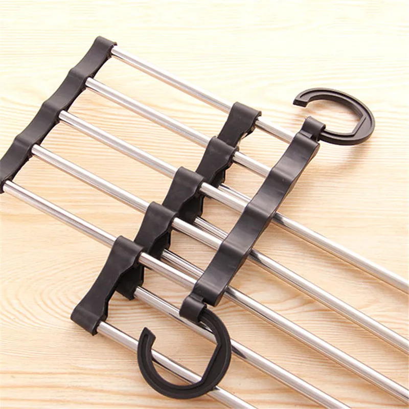 Newest Fashion 5 in 1 Pant Rack Shelves Stainless Steel Clothes Hangers Multi-functional Wardrobe Hot Sale Magic Hanger Rack