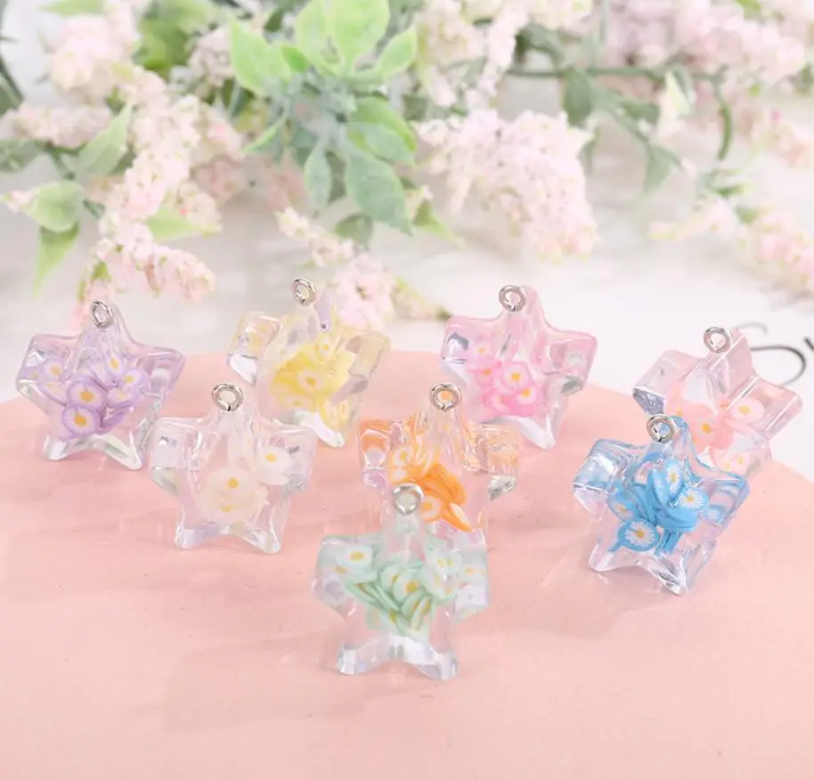 

Kawaii Stars Charms Pendants Resin flat back cabochon for jewelry making bracelets necklace earrings Accessories