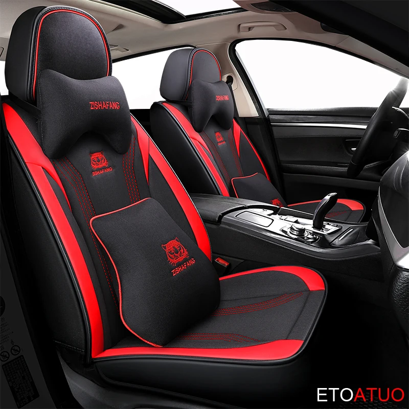 Полное покрытие кожаных автомобильных сидений из льняного волокна для Киа Морнинг Пиканто Рио Церато Соул Сид Оптима Стингер он.