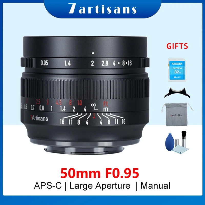 

7 Artisans 7artisans 50mm F0.95 APS-C Manual Focus Lens Large Aperture Portrait for Nikon Z M4/3 Fuji XF Canon EF-M EOS-M Sony E