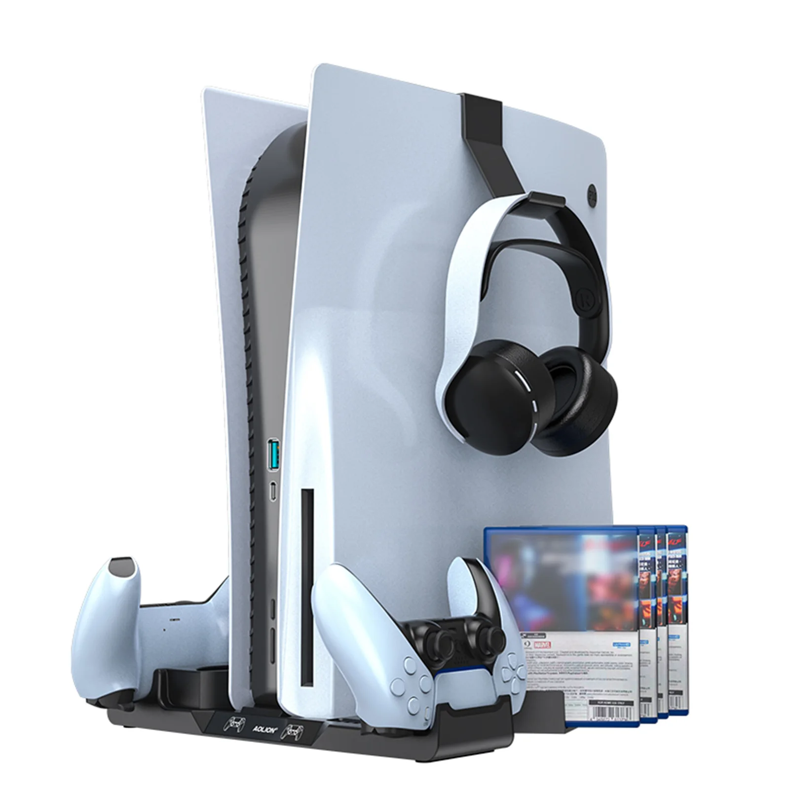 

Headphone CD storage rack handle charging station For PS5 Console Vertical Stand Charging Station Gamepad Organizer Holder Game