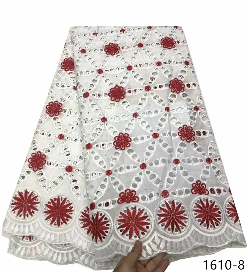 

2019 Latest Swiss voile Lace Fabric 100% Cotton Embroidery High Quality African French Cotton Laces Fabrics 1610