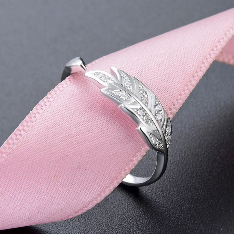 Кольца в форме листа инкрустация фианитом украшение открытие регулируемое