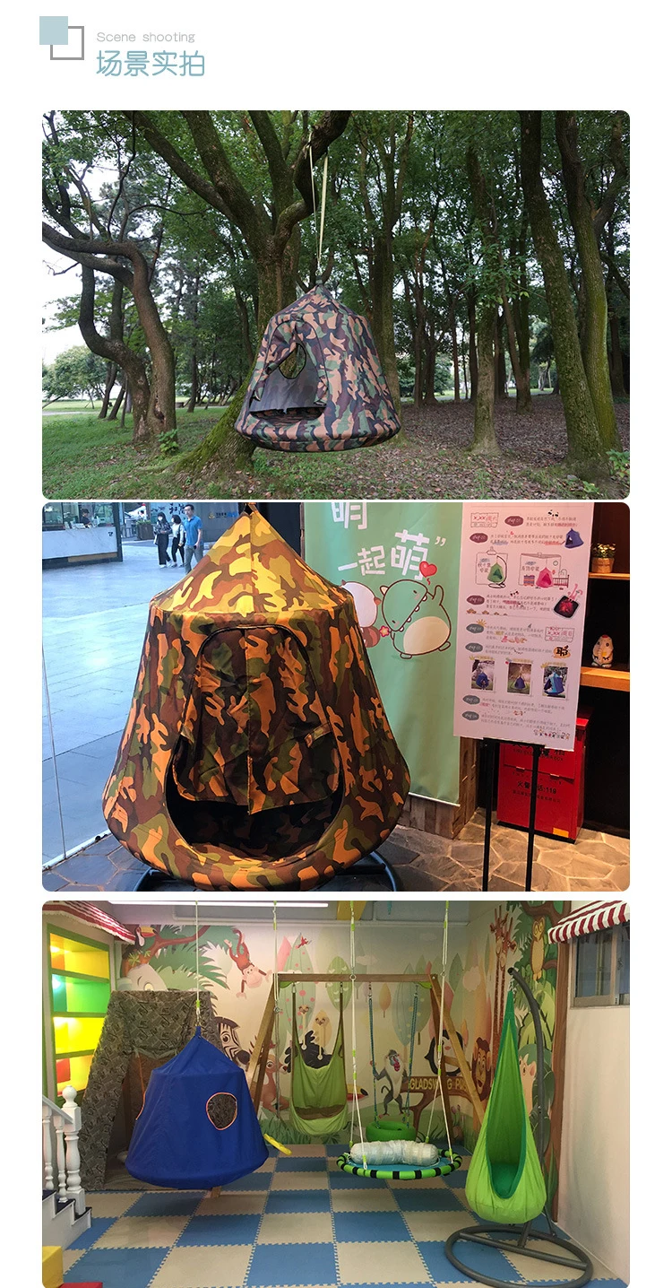 Child Indoor Outdoor Swing Pendent Sofa Tent Nest Tree House Hammock Chair Twinkling Light Inflatable Cushion Boys Girls Gifts