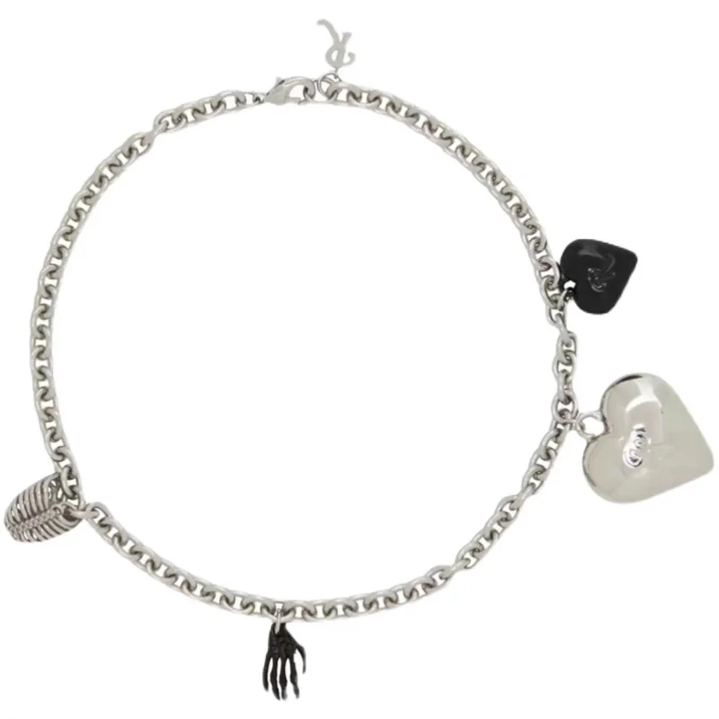 

RAF Ghost Claw Simons Love Skull Hand Grab Rib Necklace Peach Heart Clavicle Chain Men's and Women's Fashion Jewelry