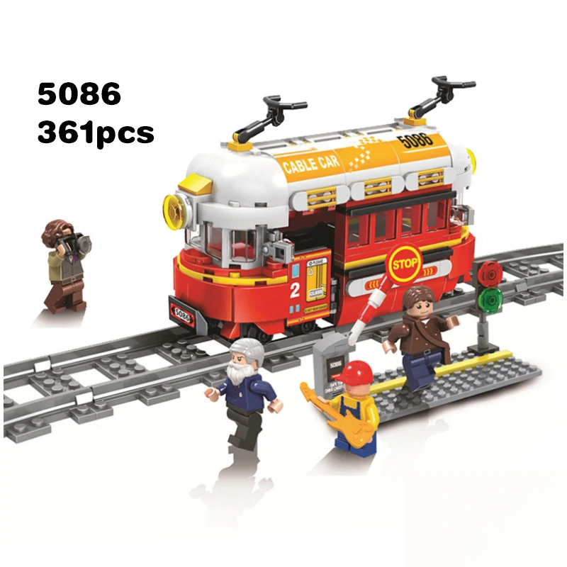 Городская серия ретро паровой поезд орбитальный развивающие строительные блоки