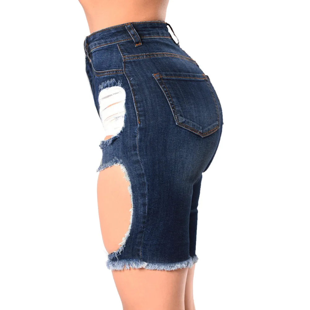 

Women Ripped Shorts Jeans 2021 Summer High Waist Streetwear Shorts Casual Short Tassel Pockets women Zipper Fly Denim shorts
