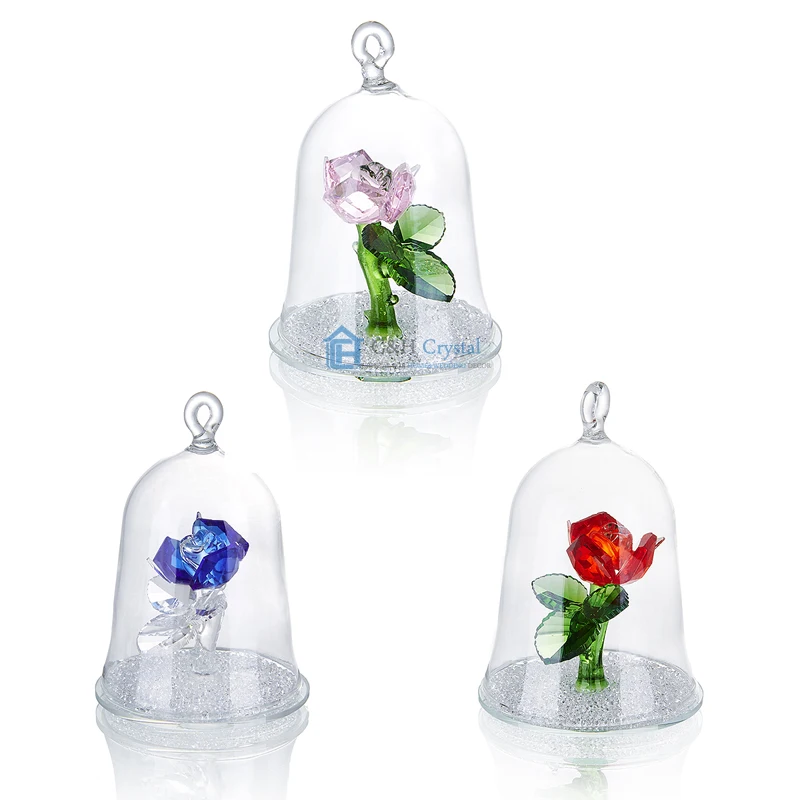 

3 Colors Crystal Rose Flower Figurine Dreams Ornament Valentine's Day Favors X'mas Gifts Wedding Home Table Decoration Ornament
