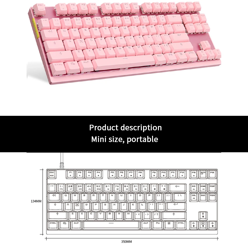 K82 настоящая механическая клавиатура розовая девочка игра 87 ключ вишневый цвет e-sports специальная зеленая ось черная ось Проводная Беспроводная девушка lo