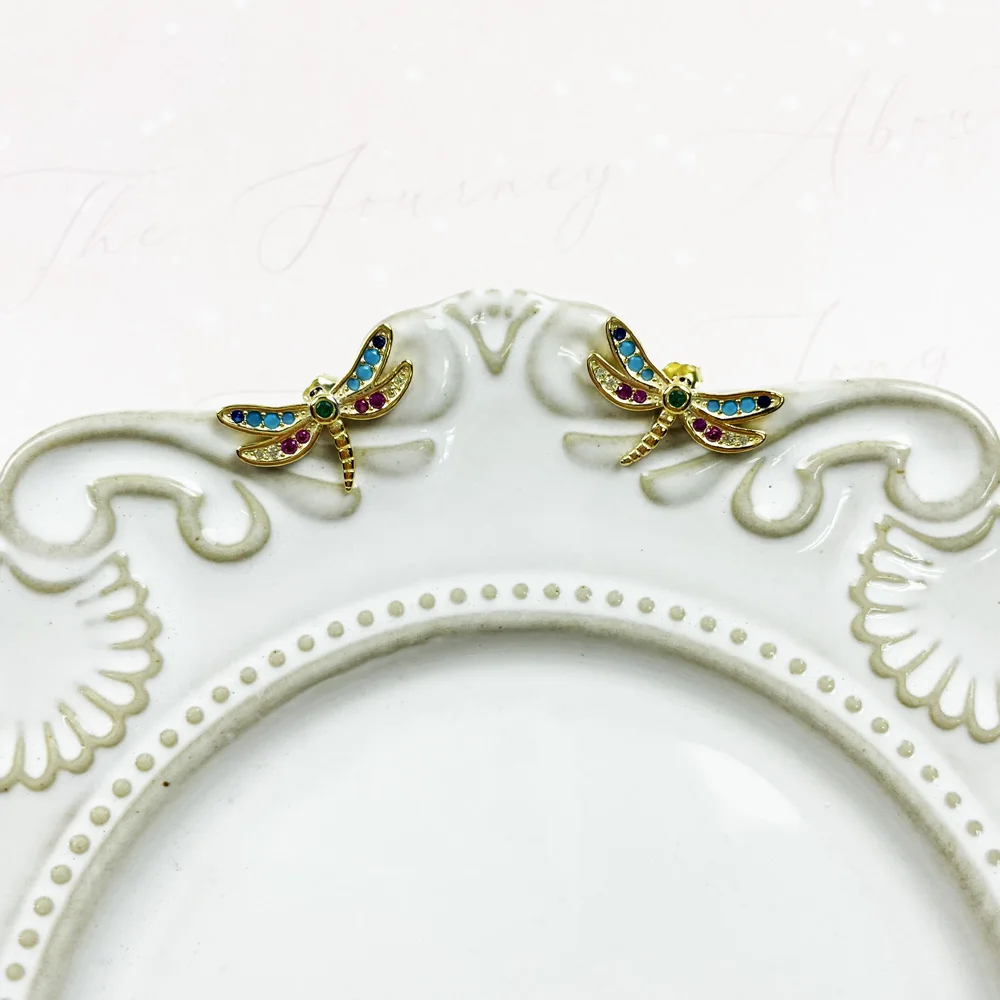 Женские серьги-гвоздики в виде стрекозы | Украшения и аксессуары