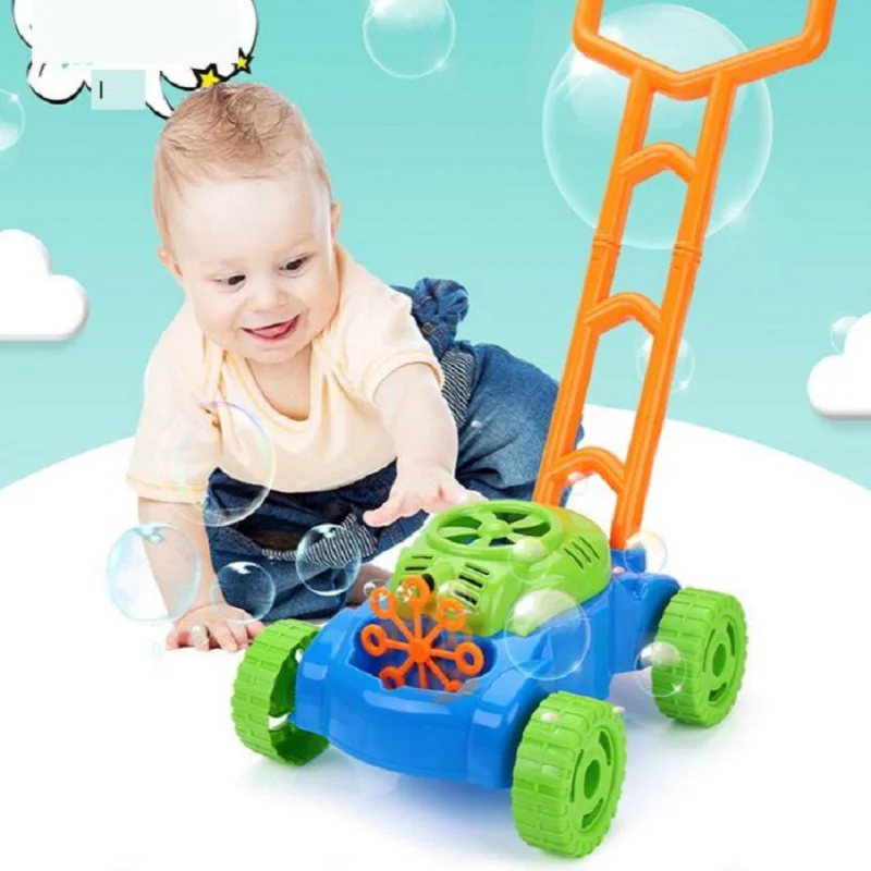 

Kids Bubbles Blowing Music Lawn Mowing Outdoor Push Toys Birthday Gift