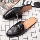 Мужские кожаные слиперы, пляжные сандалии, модные дизайнерские слиперы, пляжная обувь