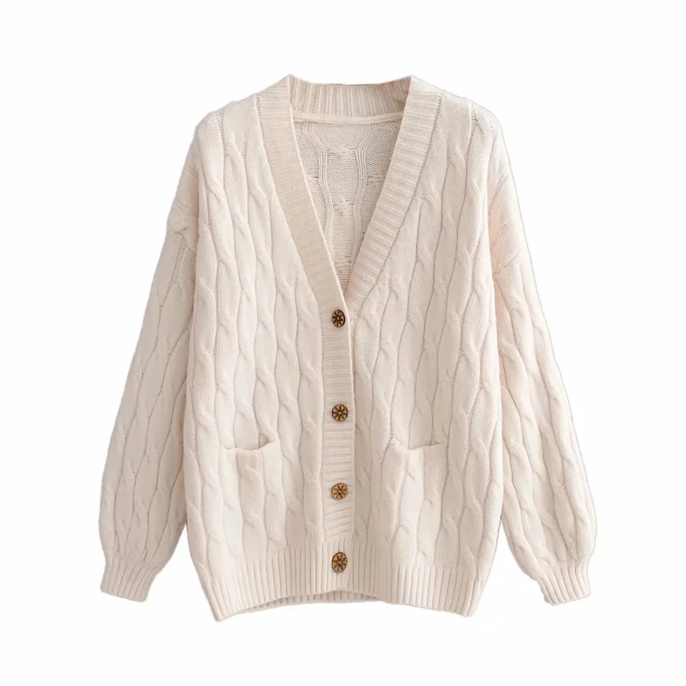 

Autumn Winter Knit Sweater Women V Neck Cardigan Pocket Single Breasted Casual Long Sleeve Button Knitted Sweaters Coat