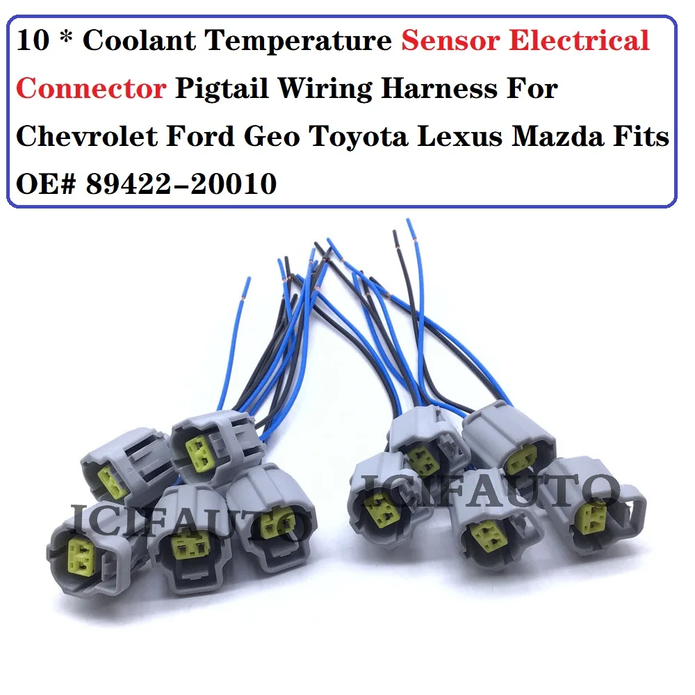 

89422-20010 Coolant Temperature Sensor & Electrical Connector Pigtail Wiring Harness For Chevrolet Ford Geo Toyota Lexus Mazda