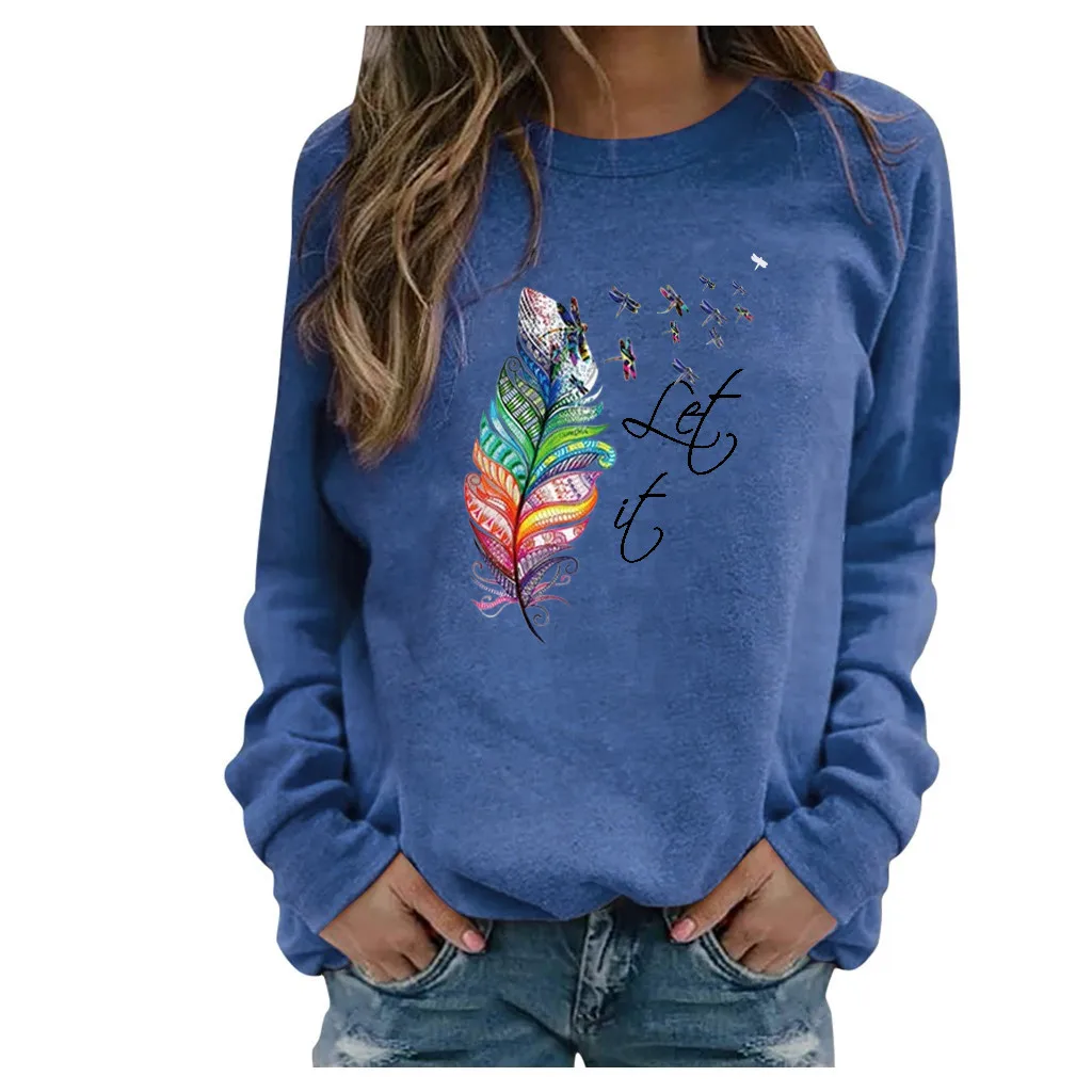 Women Casual Printing Long Sleeve Sweatshirt Pullover Shirts Top Blouse Kawaii Sudaderas Capucha Harajuku Худи Оверсайз