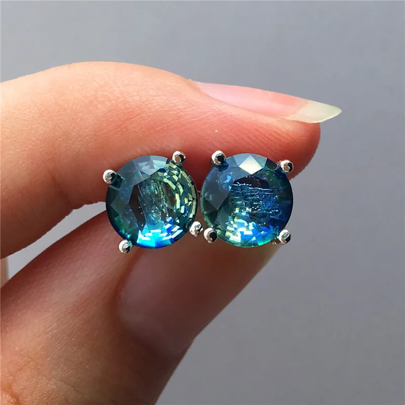 Радуга огонь с украшением в виде кристаллов круглые серьги-гвоздики для женщин