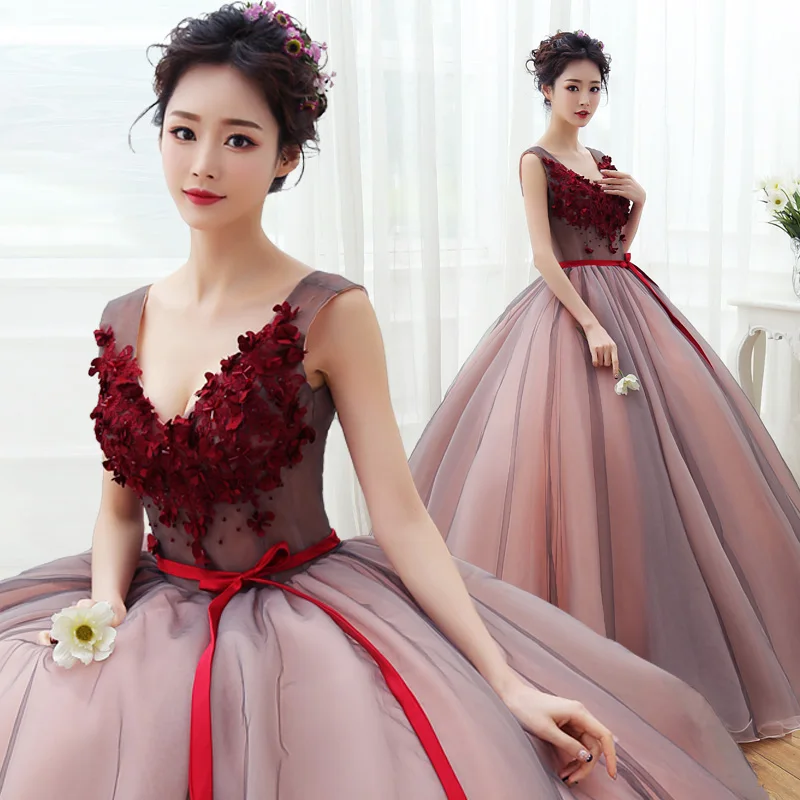 Роскошное бальное платье с V-образным вырезом кружевные пышные Вечерние платья