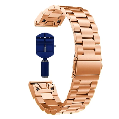 Rose gold with tool 26 22 20 мм Quick Release ремешок для наручных gps-часов Garmin Fenix 5X/5X/5S Plus 3/3HR Forerunner 935/945 Смарт-часы нержавеющая Стальные Ремешки - Цвет: Rose gold with tool