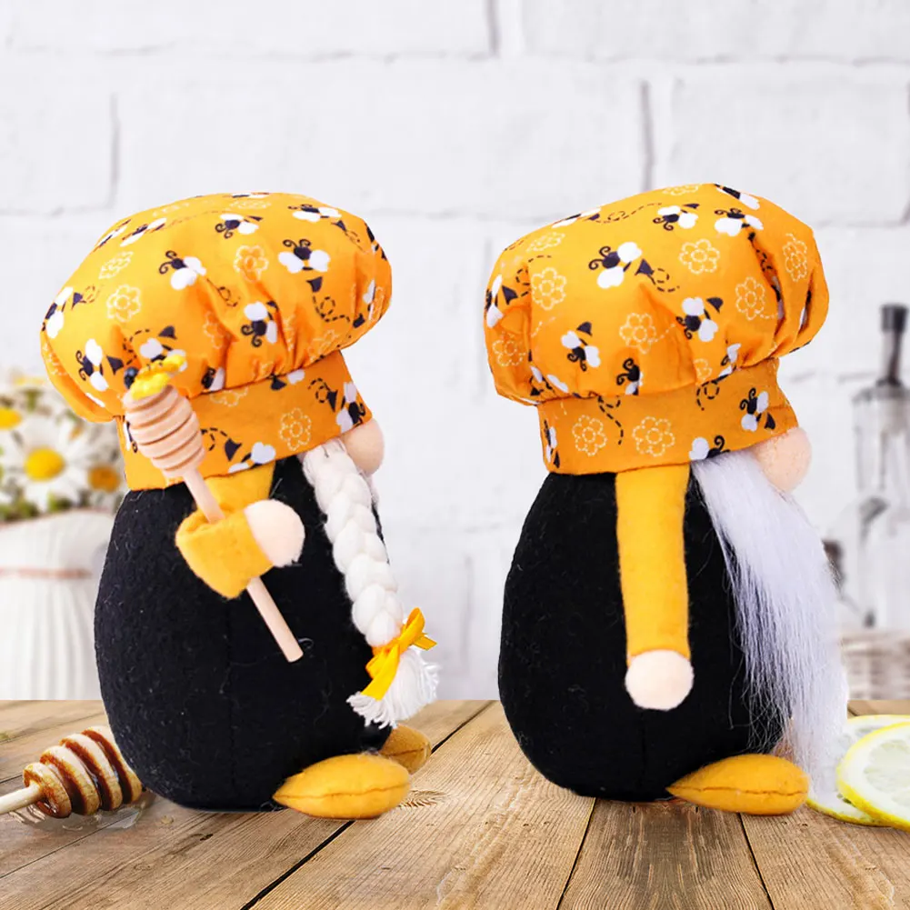 

Nordic Faceless Doll Bee Gnome Doll Plush Chef Tabletop Elf Ornament Decoration Hanging Ornament For Home Kitchen Farmhouse