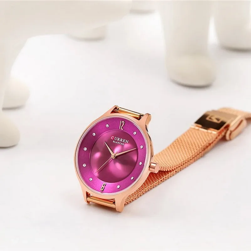 

CURREN Fashion Slim Womens Watches Rhinestone Set Dial Quartz Wrist Watch Women's Wristwatch