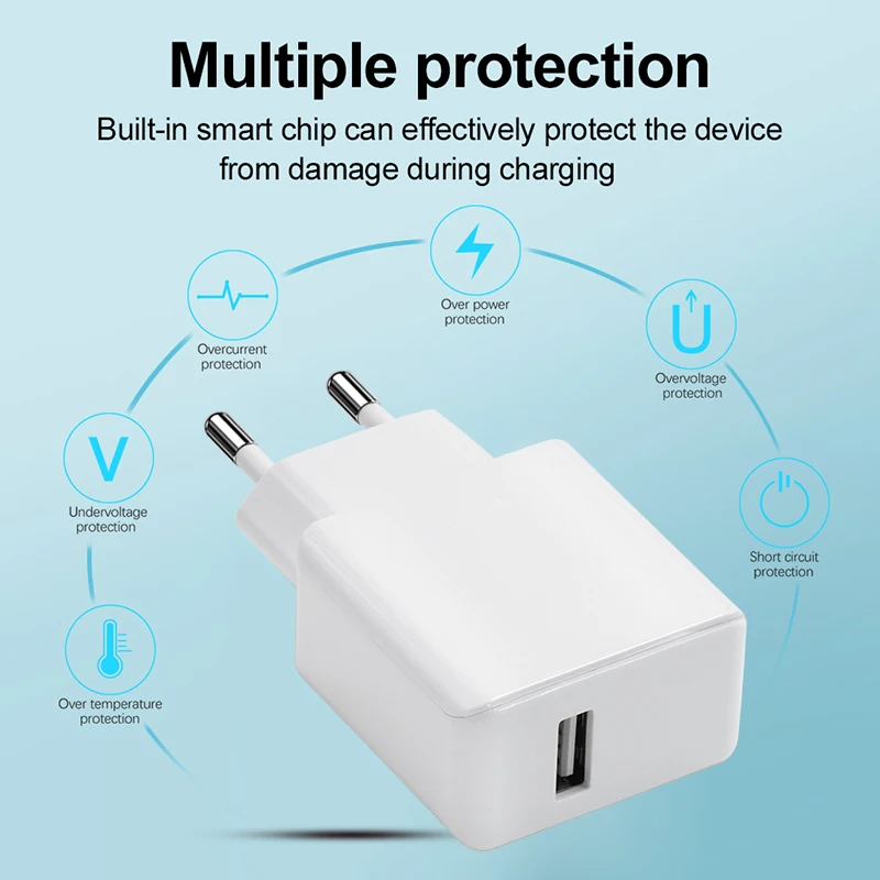 Универсальное сетевое зарядное устройство с USB портом и европейской вилкой 5 В 2 4