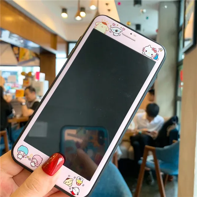 Защита экрана с мультяшным рисунком для iPhone 8 7 6 6S Plus закаленное стекло 3D 9H пленка