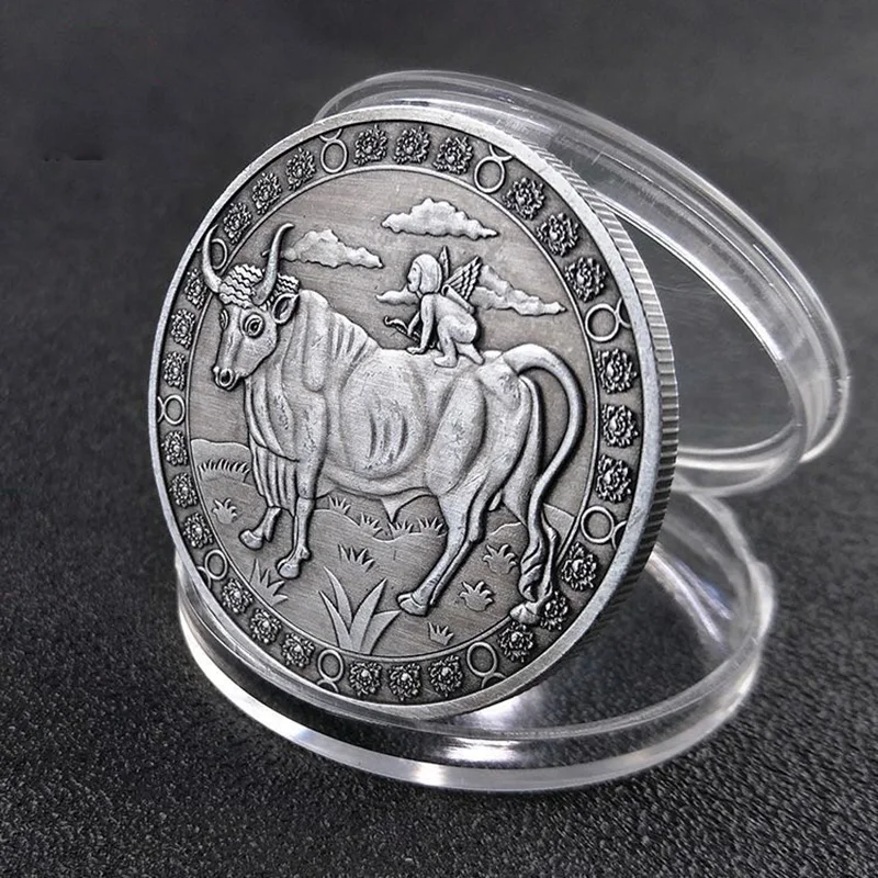 Двенадцать созвездий зодиака серебряные памятные монеты Телец Таро желание