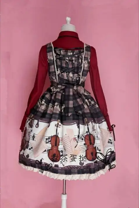 

harujuku kawaii girl college style sweet lolita dress vintage lace bowknot cute printing victorian dress gothic lolita jsk loli